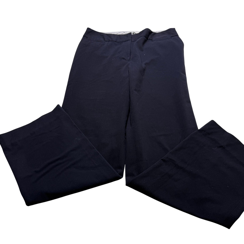 Liz Claiborne Dress Pants Women 10 Navy Blue Vintage Y2K Trousers Stretch
